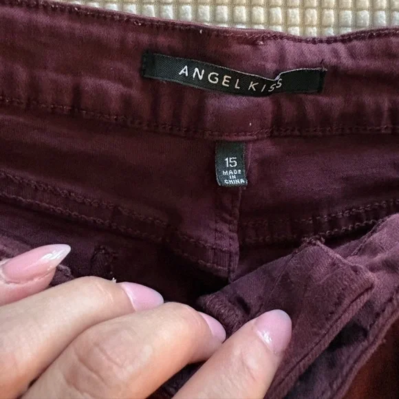 Angel Kiss Distressed Maroon Shorts Size 15 - Picture 2 of 4